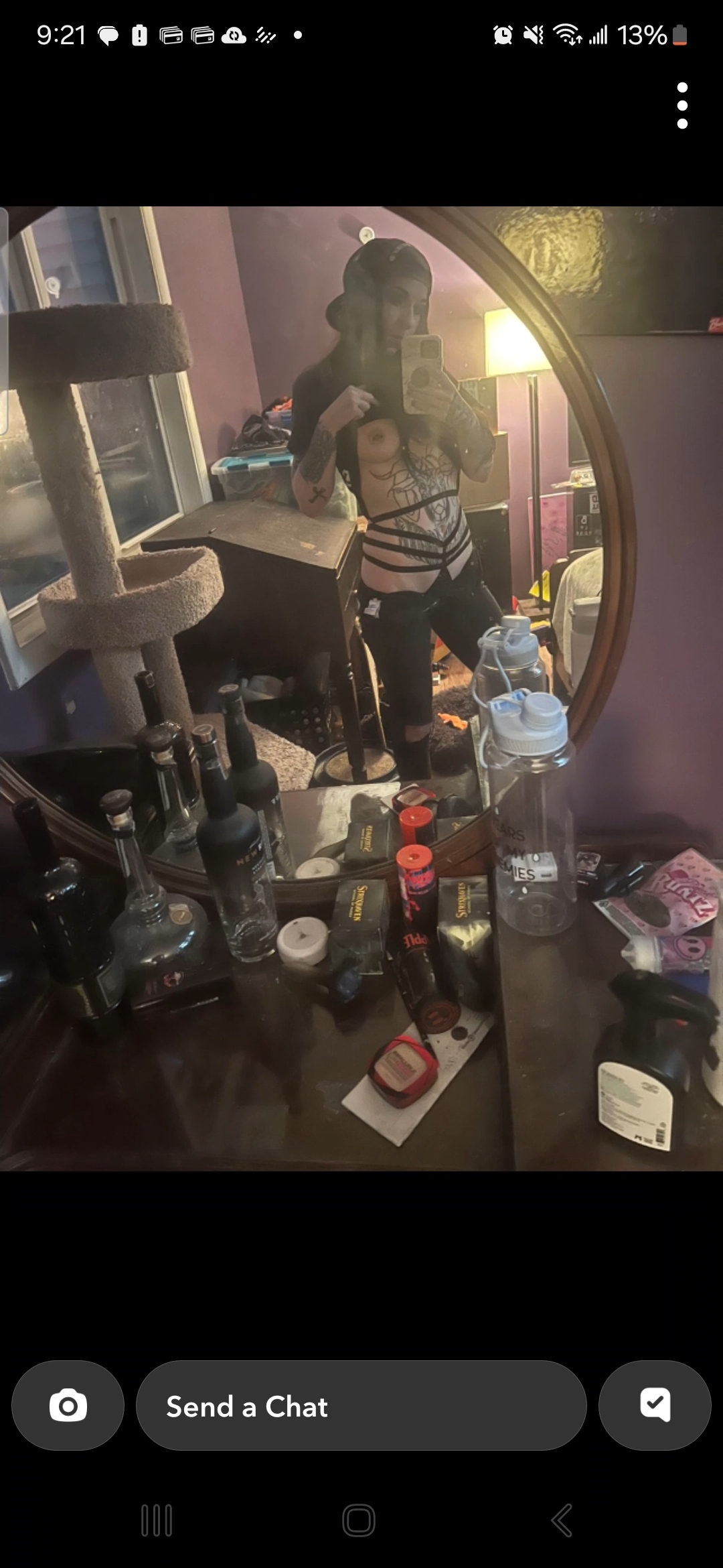 Slutty tattooed emo girl stripping — 33