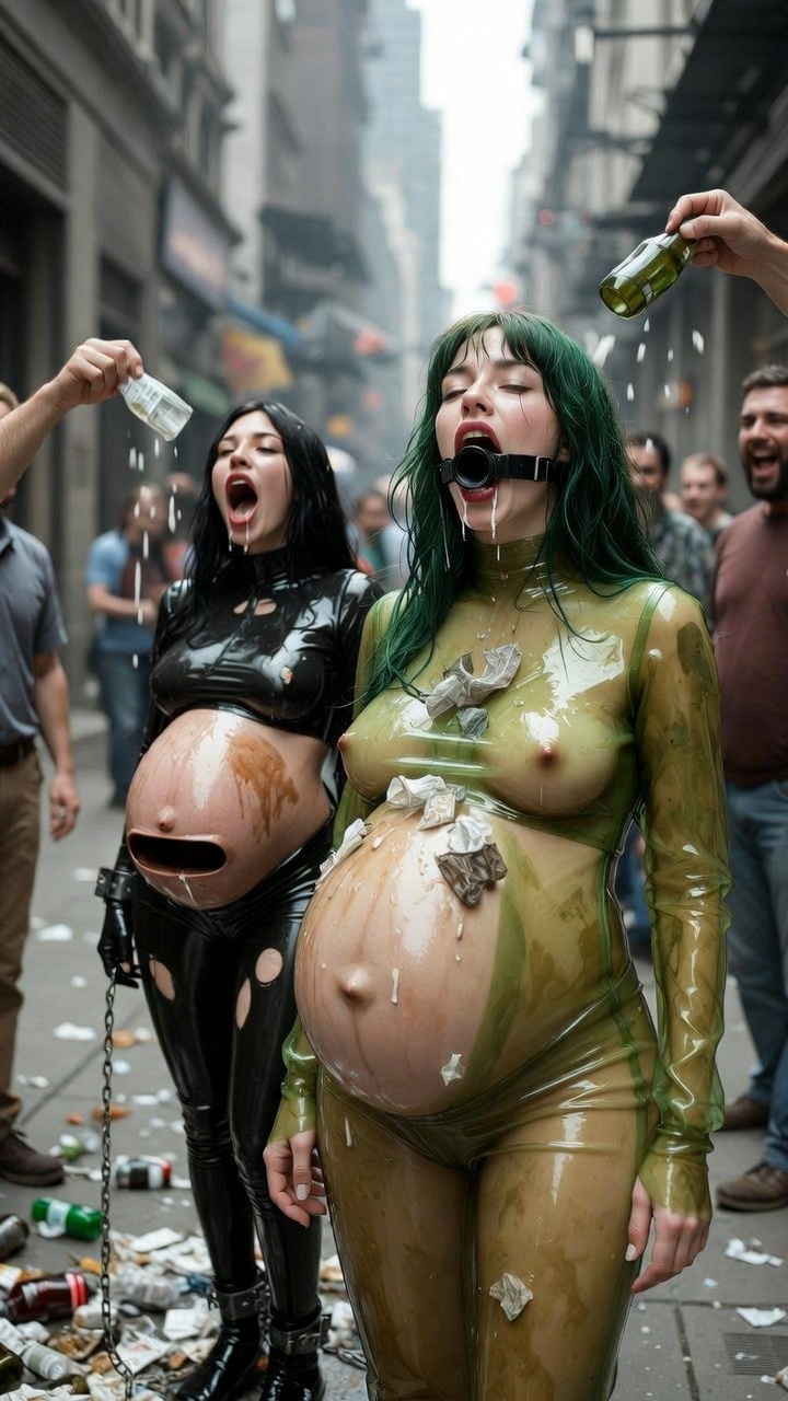 Pregnant BDSM women used as living trash cans — 17